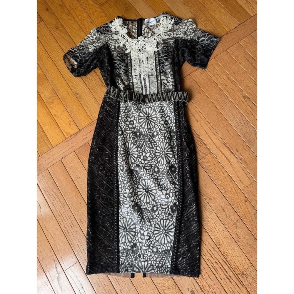 NWOT Beguile by Byron Lars Melange Chain Lace Sequin Dress 0 (dr1000